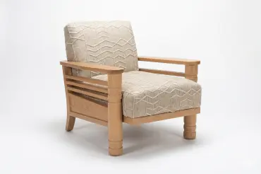 White oak construction, hand-made with soft upholstery and infinite custom option such as wood wood species, dimensions and proportions. Available in C.O.M.